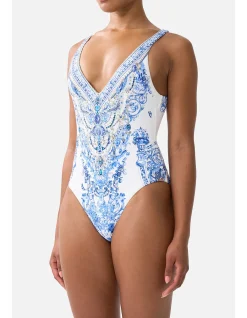 V NECK ONE PIECE W V BACK