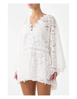 V NECK RELAXED SHORT DRESS W DROPPED WAIST