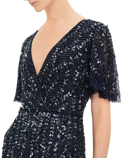 V NECK SS MIDI DRESS