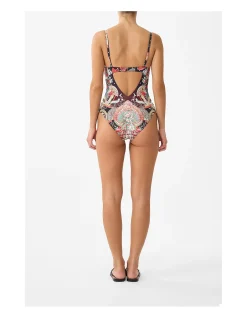 V NECK UNDERWIRE ONE PIECE W BACK CLOSURE