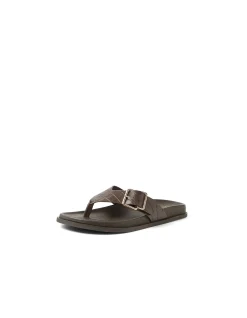 Volute Croc Embossed Buckle Leather Thongs