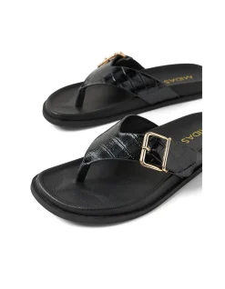 VOLUTE Croc Embossed Buckle Thong Sandals