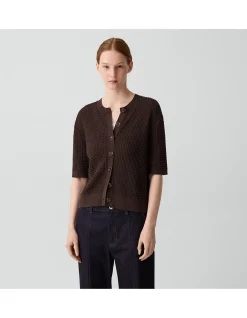 Waffle Short-Sleeve Cardigan