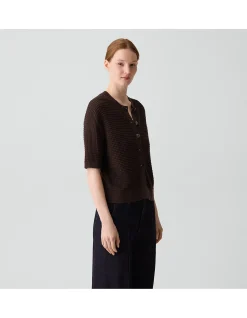 Waffle Short-Sleeve Cardigan