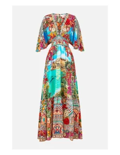 WAISTED DRESS WITH HEM RUFFLE