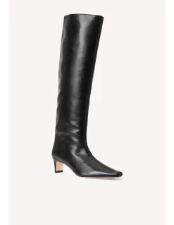 Wally Leather Mid Heel Knee High Boots