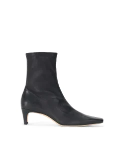 Wally Stretch Leather Kitten Heel Ankle Boots