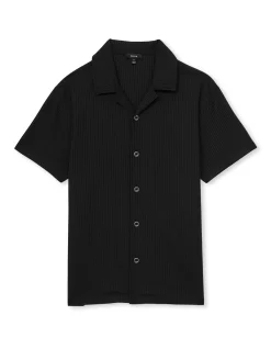 Warwick Textured Cuban Collar Short Sleeve Shirt