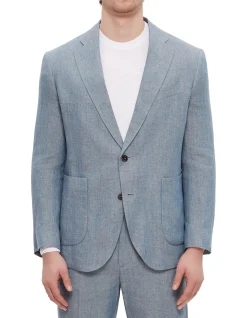 Washed Linen Blazer Blue