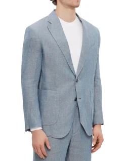 Washed Linen Blazer Blue