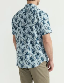 WATERCOLOR LEAF SS LINEN SHIRT