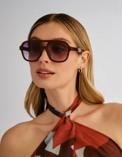 WHIRLPOOL BURGUNDY AVIATOR SUNGLASSES