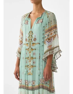 WIDE SLEEVE GATHERED DRESS