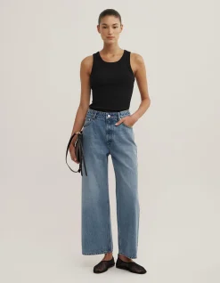 Wide Leg High Rise Crop Denim Jeans