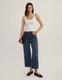 Wide Leg High Rise Crop Denim Jeans