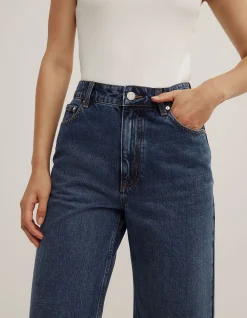 Wide Leg High Rise Crop Denim Jeans