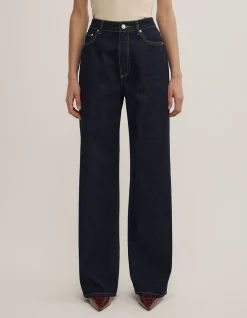 Wide Leg High Rise Raw Denim Jeans