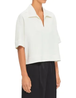 Wide-Style Cropped Polo Shirt
