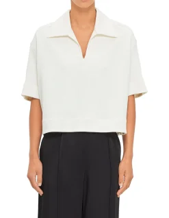 Wide-Style Cropped Polo Shirt