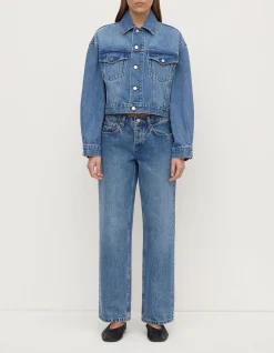 Womens Cropped Denim Jacket Classic Blue