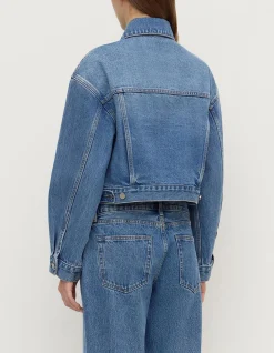 Womens Cropped Denim Jacket Classic Blue