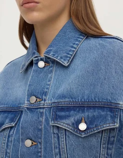 Womens Cropped Denim Jacket Classic Blue