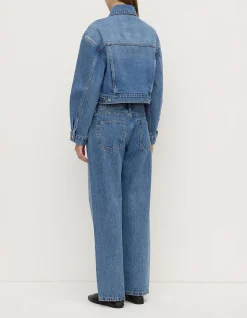Womens Cropped Denim Jacket Classic Blue