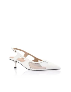Women's Jamie Croc-Embossed Leather & Mesh Slingback Pump