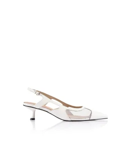 Women's Jamie Croc-Embossed Leather & Mesh Slingback Pump