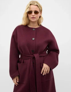 WOOL BLEND COLLARLESS COAT