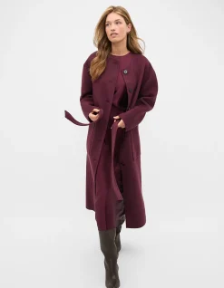 WOOL BLEND COLLARLESS COAT
