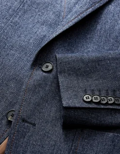 WOOL COTTON DENIM BLAZER