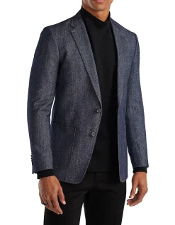 WOOL COTTON DENIM BLAZER