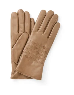 WOVEN LEATHER GLOVES WITH WOOL LINING