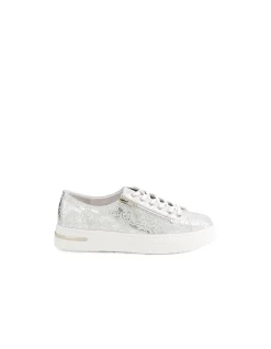 Wovi Silver Floral Zip Detail Sneakers