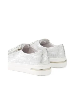 Wovi Silver Floral Zip Detail Sneakers