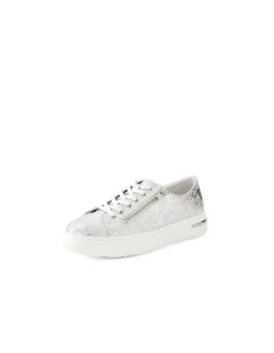 Wovi Silver Floral Zip Detail Sneakers