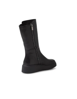 Yogue Black Leather Zip Platform Calf Boots