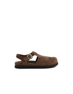 ZANY MI Suede Buckle Closed Toe Sandals