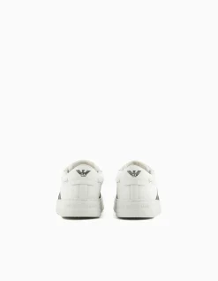 Zar Leather Sneaker with Contrast Panel and Embossed Logo