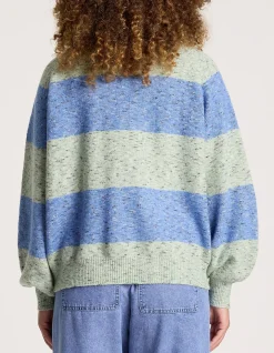 Zarda Cropped Wool Blend Stripe Cardigan