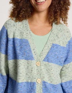 Zarda Cropped Wool Blend Stripe Cardigan