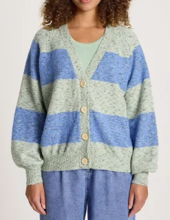 Zarda Cropped Wool Blend Stripe Cardigan