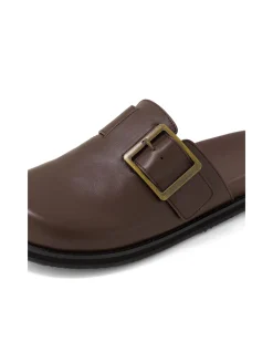 Zebec Buckle Detail Leather Slides