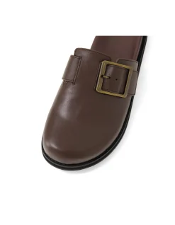 Zebec Buckle Detail Leather Slides