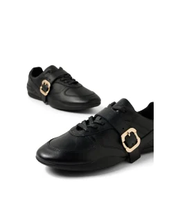Zig Buckled Leather Strap Sneakers