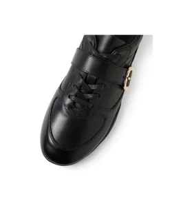 Zig Buckled Leather Strap Sneakers
