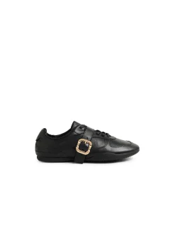 Zig Buckled Leather Strap Sneakers