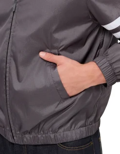 ZIP FRONT RAGLAN TRACK JACKET W/ 4 BAR IN SHINY RIPSTOP